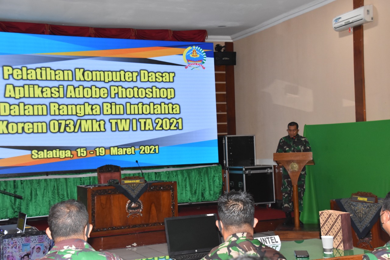 Infolahta Korem 073/MKT Adakan Pelatihan Dasar Komputer Sistem Aplikasi Adobe Photohop